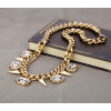 N-1361 Korea Style Gold Plated Alloy Square Crystal Rivets Choker Necklace