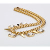 N-1361 Korea Style Gold Plated Alloy Square Crystal Rivets Choker Necklace