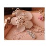 N-0166 Korea Style Gold Plated Alloy Charming Opal Rose Flower Pendant Long Chain  Necklace