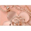 N-0166 Korea Style Gold Plated Alloy Charming Opal Rose Flower Pendant Long Chain  Necklace
