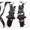 N-3617 Fashion Black Leather Zipper Chain Ribbit Charms Pendant Key Holder Necklace
