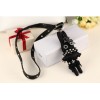 N-3617 Fashion Black Leather Zipper Chain Ribbit Charms Pendant Key Holder Necklace