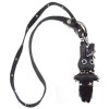 N-3617 Fashion Black Leather Zipper Chain Ribbit Charms Pendant Key Holder Necklace