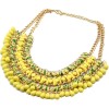 N-3619 Fashion Gold Plated Alloy Double Chain Resin Gem Drop Tassels Choker Necklace