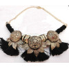 N-3623 Vintage Style Gold Plated Alloy Lion Head Leaves String Tassels Necklace