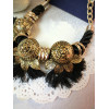 N-3623 Vintage Style Gold Plated Alloy Lion Head Leaves String Tassels Necklace