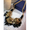 N-3623 Vintage Style Gold Plated Alloy Lion Head Leaves String Tassels Necklace