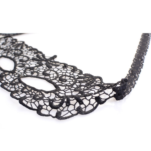 N-1667 New Gothic Black Silk Lace Flower Chain Hollow Out Mask