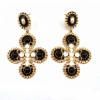 E-0303 Korea Style Gold Plated Alloy Resin Gem Enamel Flower Stud Dangel Earrings