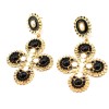 E-0303 Korea Style Gold Plated Alloy Resin Gem Enamel Flower Stud Dangel Earrings