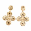 E-0303 Korea Style Gold Plated Alloy Resin Gem Enamel Flower Stud Dangel Earrings