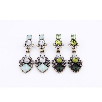 E-3054 European Style Bronze Alloy  Rhinestone Crystal Flower Stud Dangel Earrings