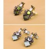 E-3054 European Style Bronze Alloy  Rhinestone Crystal Flower Stud Dangel Earrings