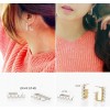 E-0699 Korea Style Gold Silver Plated Alloy White Plear Geometry Stud Earrings