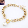 N-3633 New Korea Style 3Colors CCB Link Chain Big Clasp Pearl Pendant Necklace