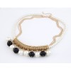 N-3620 Fashion charms Gold Plated Alloy Multilayer Chains Pearl Tassels Choker Necklace