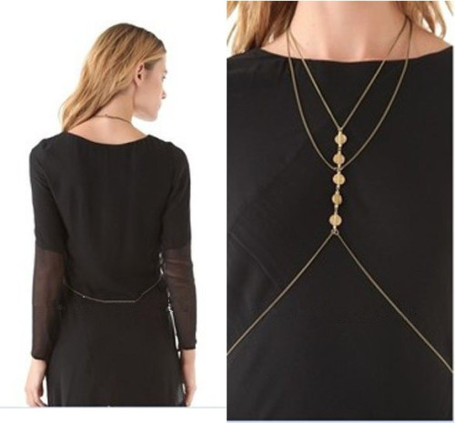 N-4044 Fashion Gold Plated Alloy Double Waist Chain Coin Necklace Body Chain