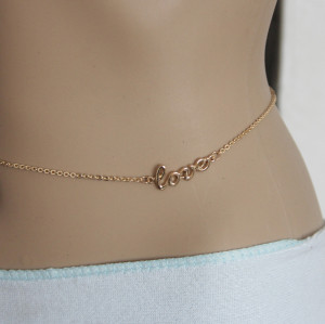 N-4041 Fashion Gold Plated Alloy bikini Love Letter Waist Chain Body Chain