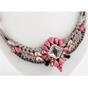 N-3629 Fashion Black Beads Chain Rhinestone Crystal Flower Wing Pendant Necklace