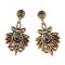 E-3060  European Style Bronze Alloy Drop Resin Gem Crystal Rhinestone Flower Stud Earrings