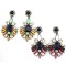 E-3060  European Style Bronze Alloy Drop Resin Gem Crystal Rhinestone Flower Stud Earrings
