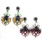 E-3060  European Style Bronze Alloy Drop Resin Gem Crystal Rhinestone Flower Stud Earrings