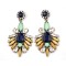 E-3060  European Style Bronze Alloy Drop Resin Gem Crystal Rhinestone Flower Stud Earrings