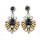 E-3060  European Style Bronze Alloy Drop Resin Gem Crystal Rhinestone Flower Stud Earrings