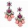 E-3059  European Style Bronze Alloy Drop Resin Gem Crystal Rhinestone Flower Stud Earrings