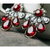 E-3059  European Style Bronze Alloy Drop Resin Gem Crystal Rhinestone Flower Stud Earrings