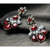 E-3059  European Style Bronze Alloy Drop Resin Gem Crystal Rhinestone Flower Stud Earrings