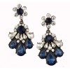 E-3059  European Style Bronze Alloy Drop Resin Gem Crystal Rhinestone Flower Stud Earrings