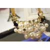 N-3751  Fashion Style Multilayer Chains Crystal Pearl Flower Tassels Necklace