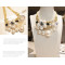 N-3751  Fashion Style Multilayer Chains Crystal Pearl Flower Tassels Necklace