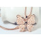 N-2614  Fashion Style Gold Plated Chain Rhinestone Opal Gem Butterfly Pendant Necklace