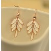 E-3069 Korea Style Gold Plated Alloy Clear Rhinestone Enamel Leaves Stus Earrings