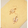 E-3069 Korea Style Gold Plated Alloy Clear Rhinestone Enamel Leaves Stus Earrings