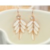 E-3069 Korea Style Gold Plated Alloy Clear Rhinestone Enamel Leaves Stus Earrings