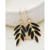 E-3069 Korea Style Gold Plated Alloy Clear Rhinestone Enamel Leaves Stus Earrings