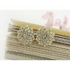 E-3070 Korea Style Gold Silver Plated Alloy Clear Rhinestone Flower Studs Earrings