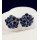 E-3065 Korea Style Gold Plated Alloy Royalblue Rhinestone Flower Studs Earrings