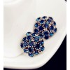 E-3065 Korea Style Gold Plated Alloy Royalblue Rhinestone Flower Studs Earrings