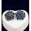 E-3065 Korea Style Gold Plated Alloy Royalblue Rhinestone Flower Studs Earrings
