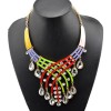 N-3758 European Style Gold Plated Alloy Enamel Rainbow Drop Crystal Choker Necklace