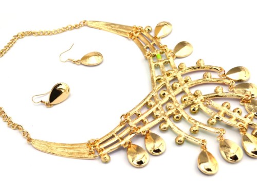 N-3758 European Style Gold Plated Alloy Enamel Rainbow Drop Crystal Choker Necklace