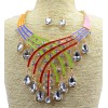N-3758 European Style Gold Plated Alloy Enamel Rainbow Drop Crystal Choker Necklace