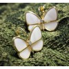 N-2615 European Style Gold Plated Metal Delicate Shell White Butterfly Choker Necklace