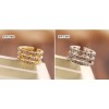 R-1116 Korea Style Gold Silver Plated Simple 3Rows Rhinestone Hollow Out Ring