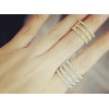 R-1116 Korea Style Gold Silver Plated Simple 3Rows Rhinestone Hollow Out Ring