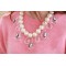 N-3764 Europe Style Big White Pearl Chain Crystal Drop Tassels Carving Queens Choker Necklace